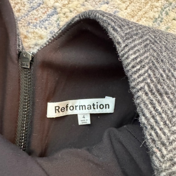 Reformation Charcoal Herringbone Midi Dress - Picture 2 of 4